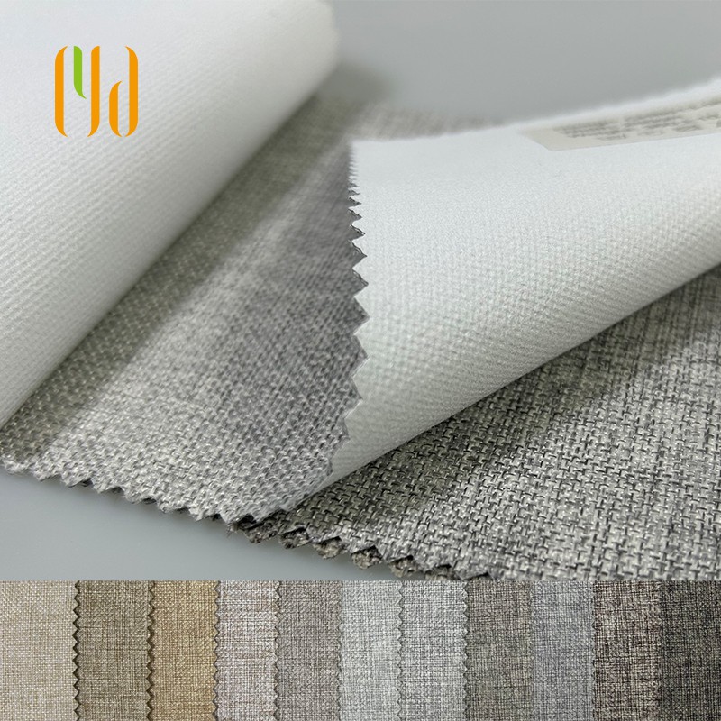 Linen-Look Coated Blackout Curtain Fabric